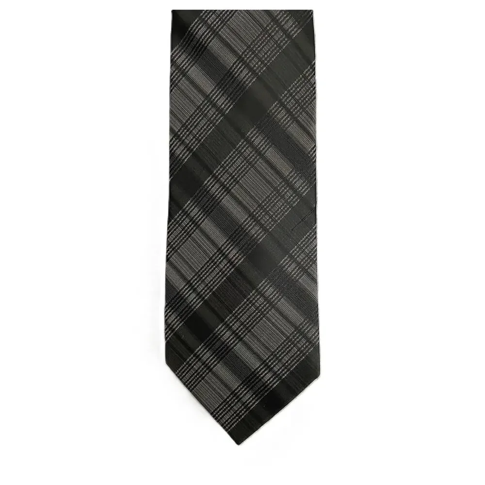 Calvin Klein Necktie Silk Blend Classic Width and Length Black & Gray Stripe NEW
